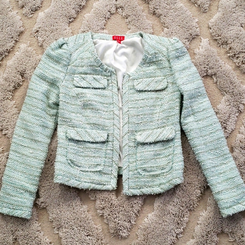 ELLE Tweed jacket, Mint Color, Size XS